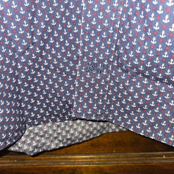 Johnston Murphy Geometric Anchors Short Sleeve Button Up Shirt Mens XL LOT OF 2 - Picture 9 of 13